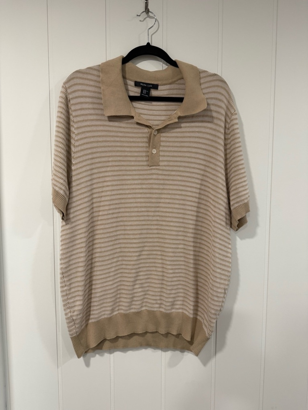 Mark Law Beige Striped Knit Polo Shirt